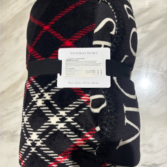 Victoria's Secret Black and Red Checkered Throw blanket - Picture 3 of 3